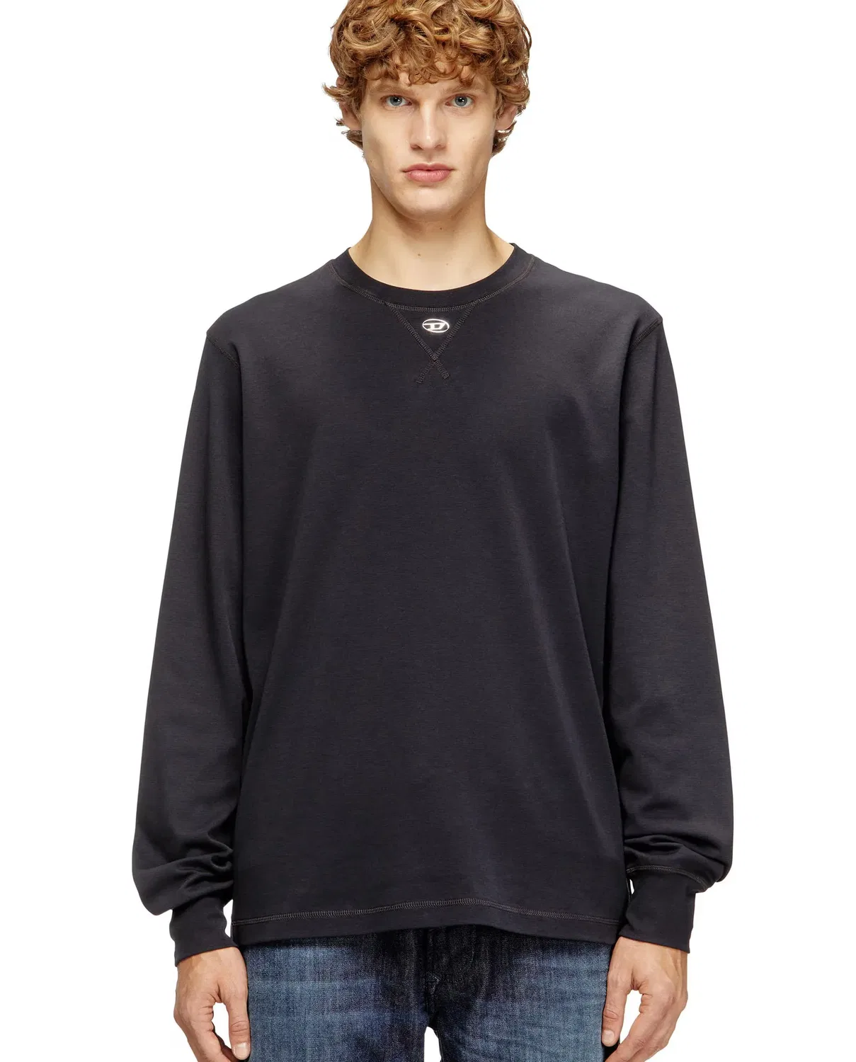 Мужская футболка с длинным рукавом хлопковая Oval D Diesel, Gris