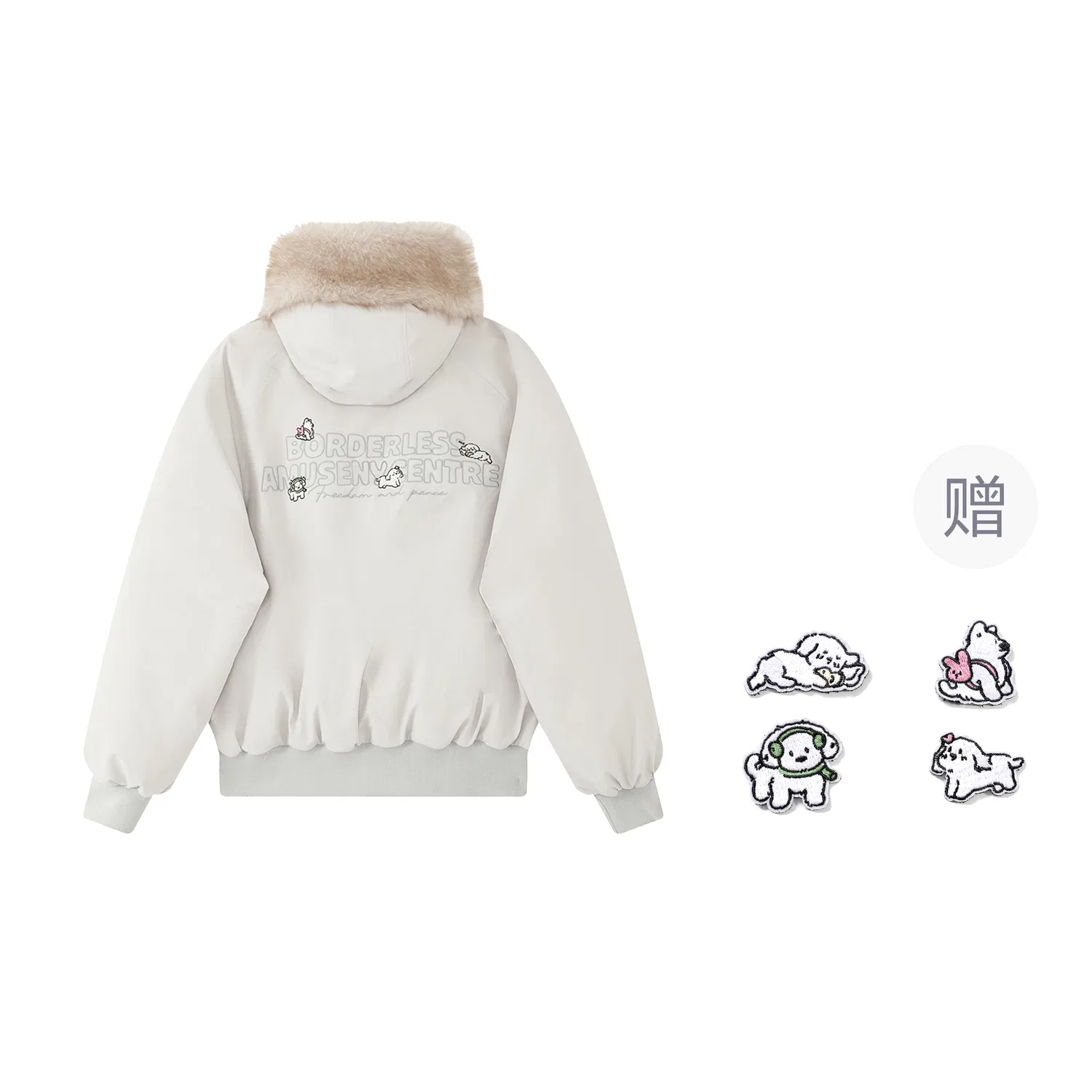 Детский утепленный пуховик-парка с капюшоном F426, Light Gray — фото 4