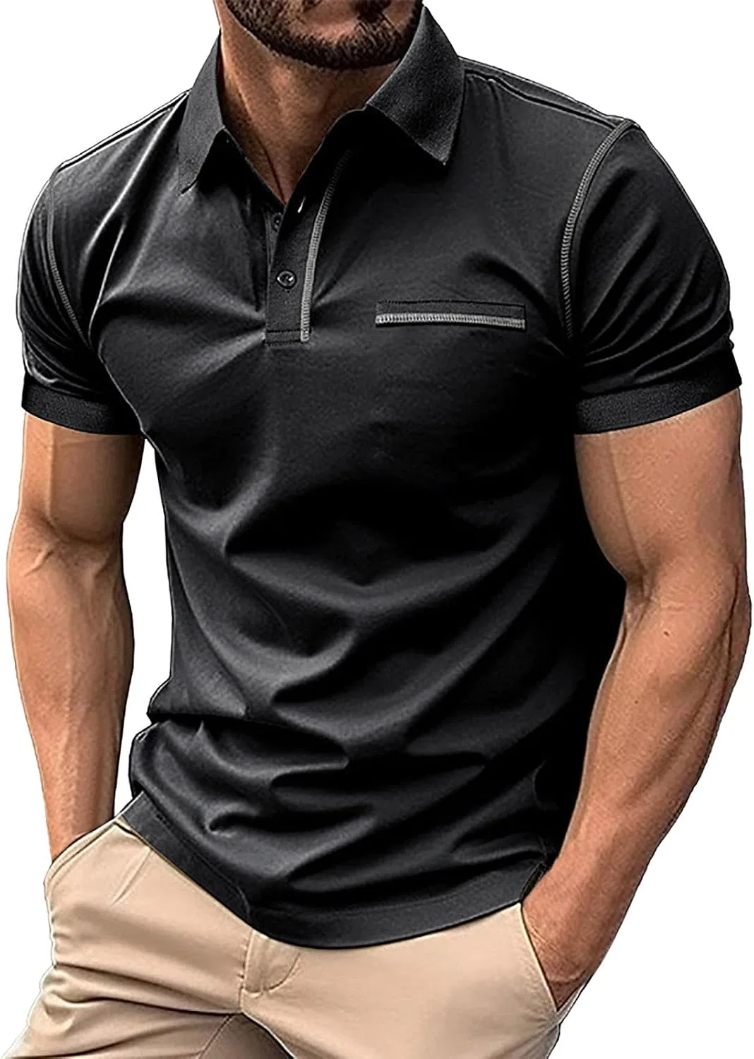 Мужское поло с капюшоном Generic, Black