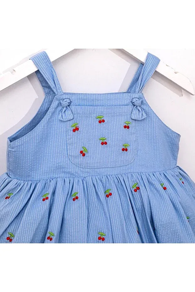 Детский комбинезон для девочек с принтом Cherry Cumino, Blue — фото 3