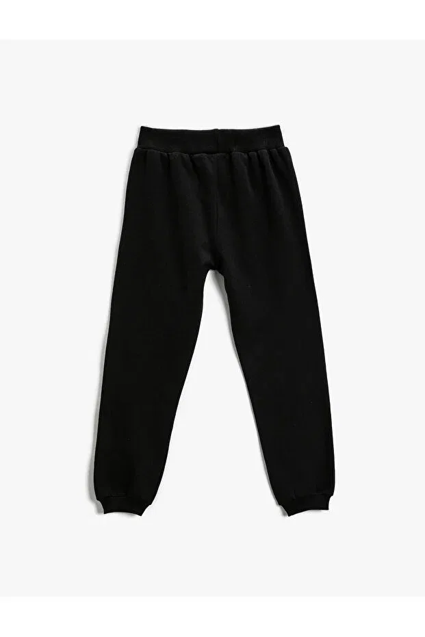 Детские спортивные штаны для девочек с принтом Koton, Black/999 — фото 2
