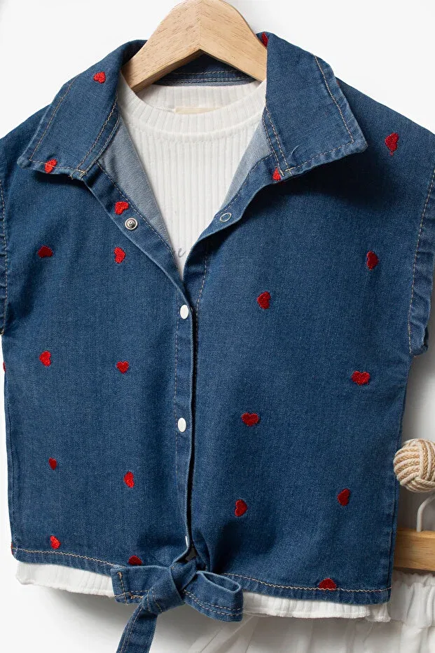 Детский комплект для девочек джинсовый Basics Jikko Baby, Navy Blue — фото 3