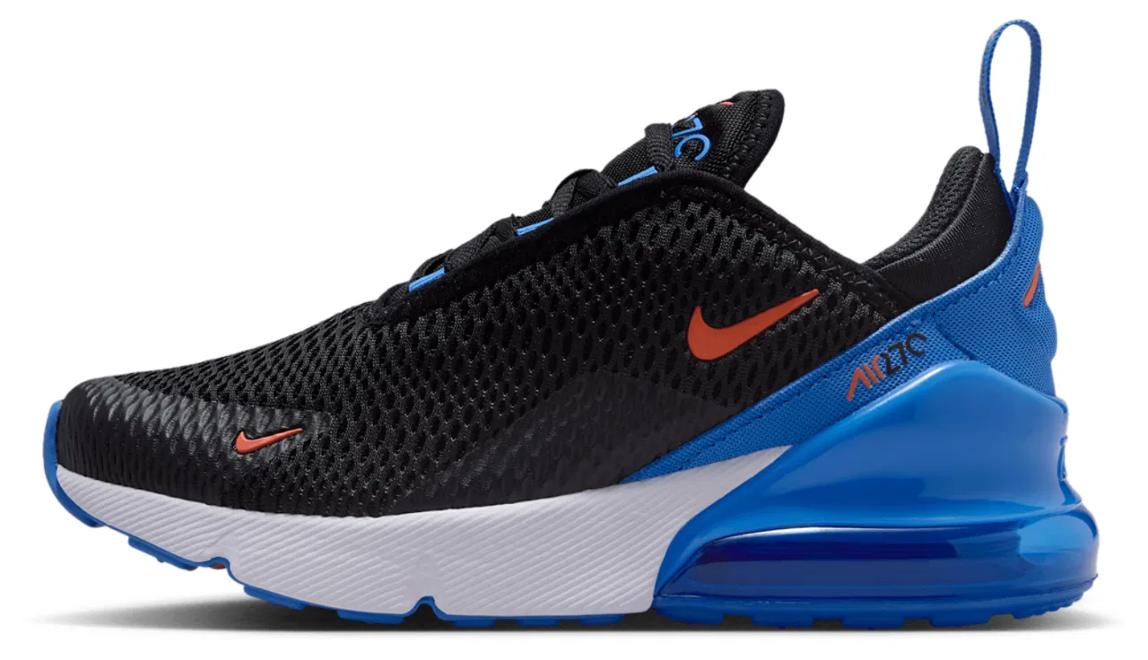 Кроссовки для мальчиков Air Max 270 Nike, цвет Black/Turf Orange/Blue Crystal — фото 2