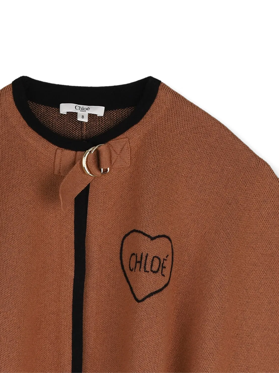 Кейп с вышивкой Chloé Kids, коричневый — фото 3