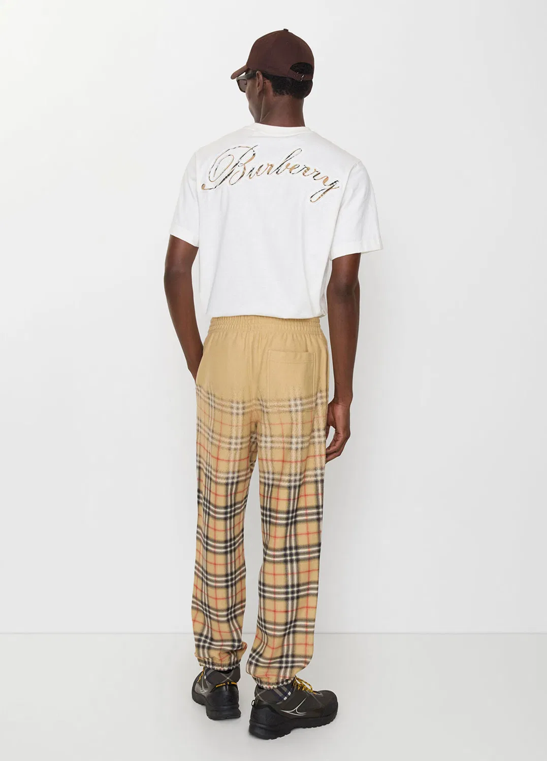 Джоггеры Burberry Gradient Check, хлопок, бежевый — фото 3