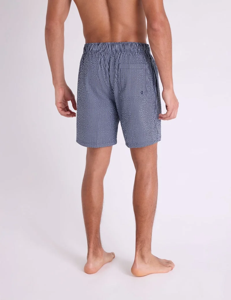 Мужские шорты для плавания U.S. Polo Assn. 7" Seersucker Stripe, темно-синий — фото 2