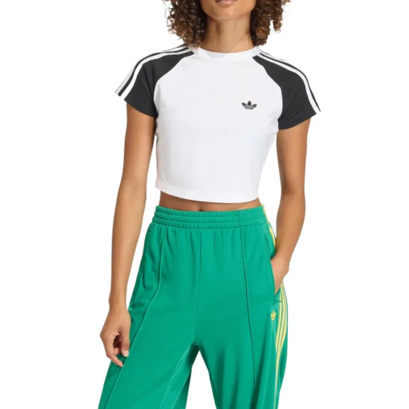 Женская футболка с тремя полосками Adidas Originals, Белая/Черная/Белая — фото 3