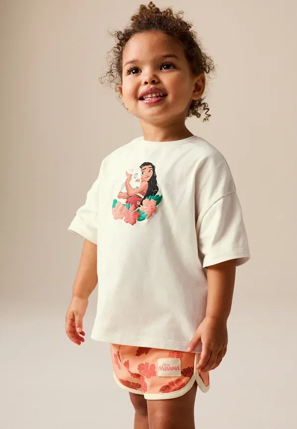 Комплект из футболки и шорт с принтом Disney Moana Regular fit, Next, Coral Ecru, экрю — фото 2