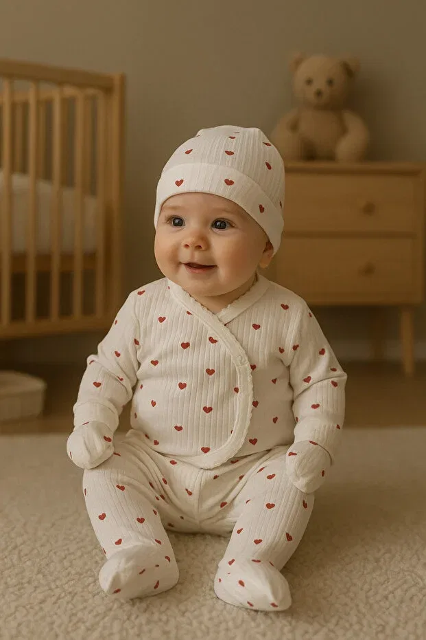 Детский комплект из 3 предметов для новорожденных Anne Dokunuşu Gibi Kuzum Bebe, Red3heart — фото 2