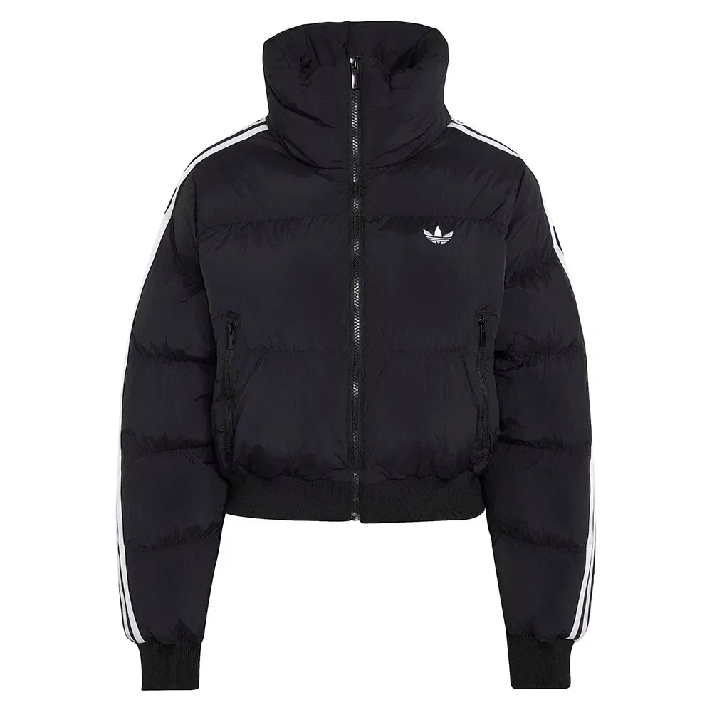 Женская куртка-пуховик с высоким воротником Adicolor Short Puffer Jacket Adidas Originals, Black — фото 3