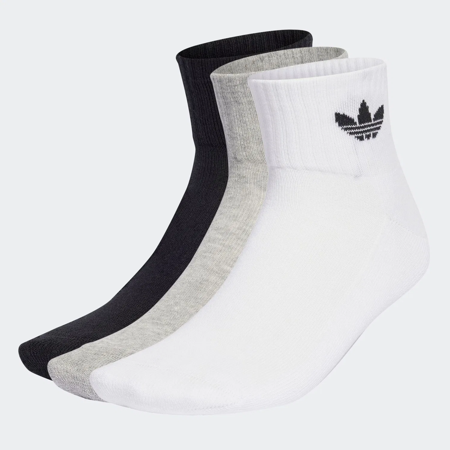 Мужские носки средней длины 3 пары Adidas Originals, White/Medium Grey Heather/Black