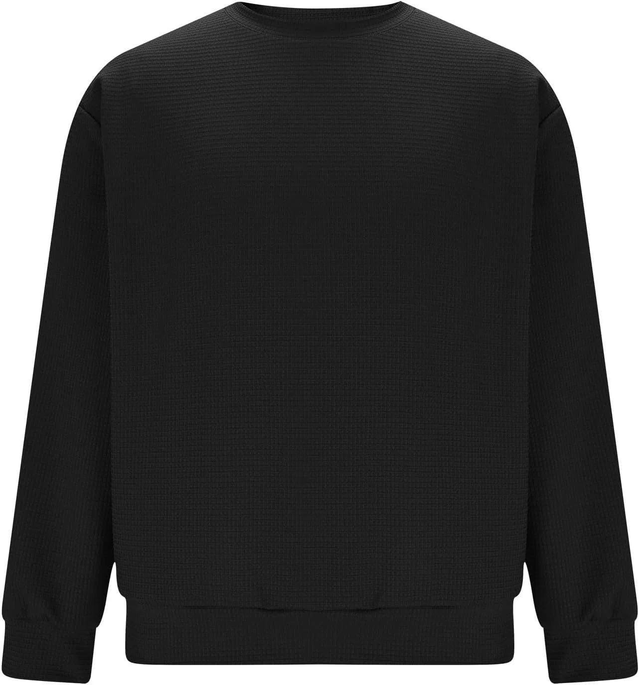 Мужская футболка с длинным рукавом вафельная джерси, Black — фото 2