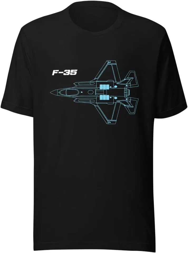 Мужская футболка с принтом F-35 Lightning Fighter Jet Generic, Black