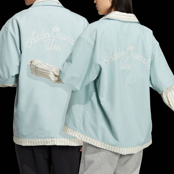 Рубашка adidas originals x UMAMIISM Crossover Logo Printing Long Sleeves Blue Shirt, синий — фото 4