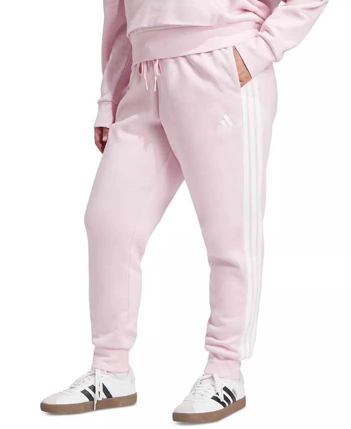 

Узкие флисовые брюки с тремя полосками Plus Size Essentials adidas, розовый
