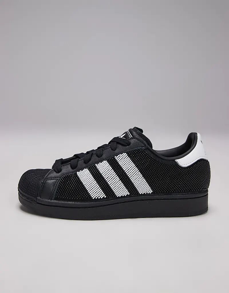 Кроссовки Adidas Originals Superstar II с бусинами в черно-белом цвете — фото 2