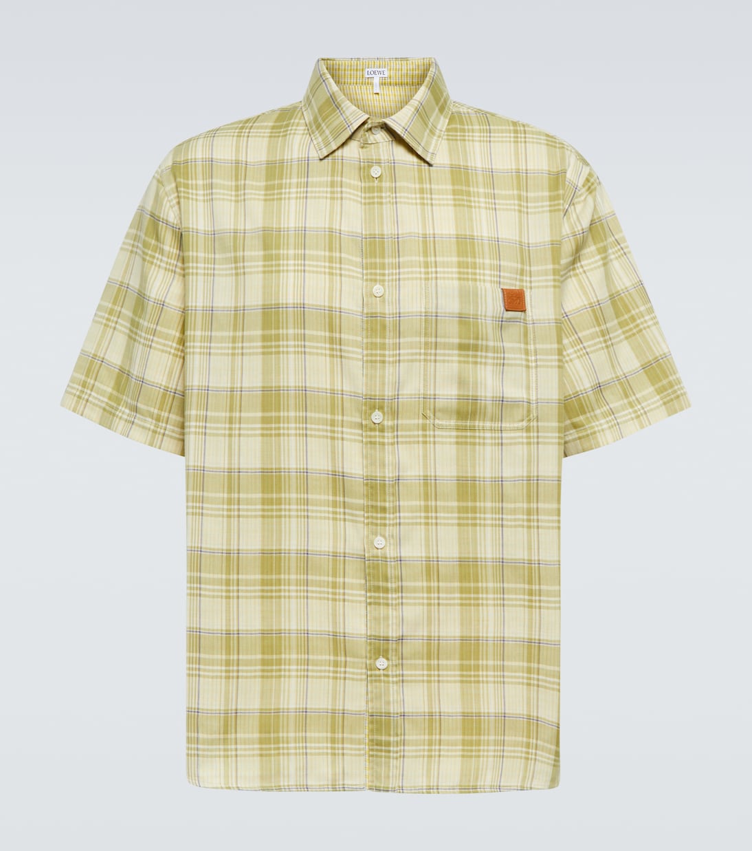 

Рубашка из марлевки в клетку Loewe, Green/Yellow