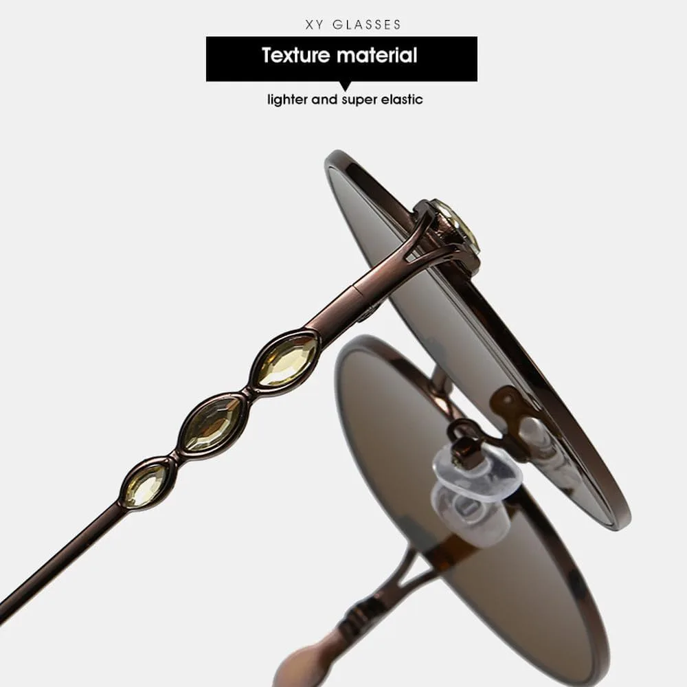 

Винтажные солнцезащитные очки 2027 года для женщин, для путешествий, вечеринок, отдыха на природе, овальные, с бриллиантовой оправой. Стильные очки MTZJH, Gold Clear