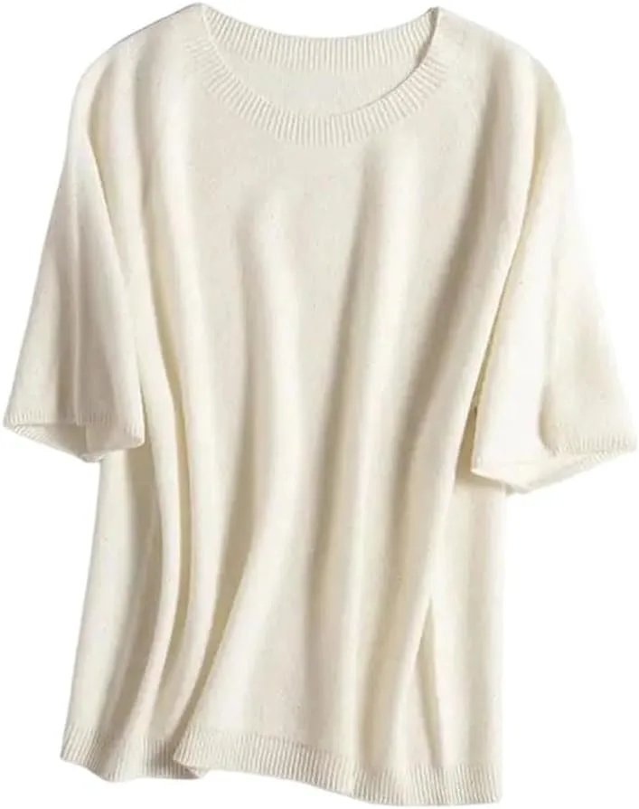 

Женская шерстяная футболка с коротким рукавом и круглым вырезом