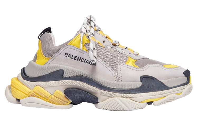 Кроссовки женские Balenciaga Triple S, серый / желтый — фото 2