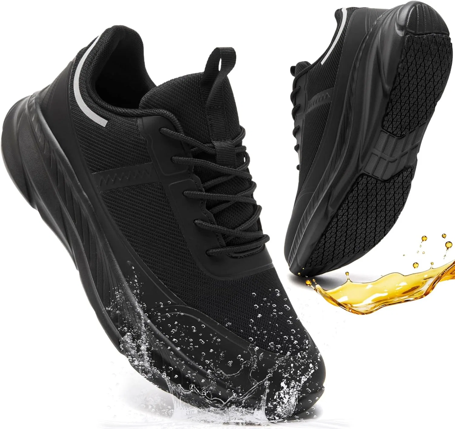 Кроссовки QIJGS Zapatos Trabajo, rutschfeste Arbeits-Sneaker, Restaurant, Lebensmittelservice, atmungsaktiv, wasserabweisend, Wanderschuhe, Küchenarbeit, Schwarz