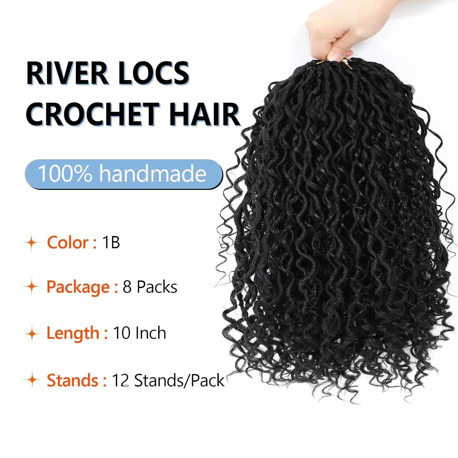 Волосы для плетения Goddess Locs Crochet Hair с кудрявыми кончиками, 8 упаковок Firstcyh Hair, 1B — фото 3