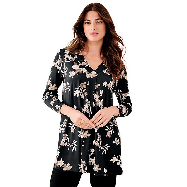 

Блузка с V-образным вырезом и резинкой для женщин plus size Roaman'S, Black