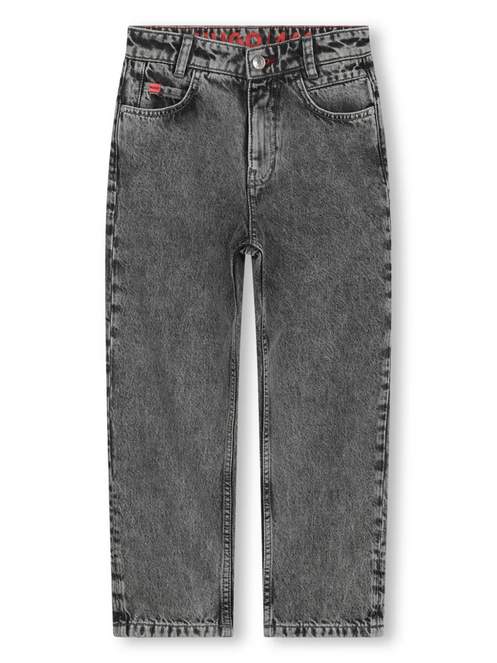 

Прямые джинсы с нашивкой-логотипом Hugo Kids, серый