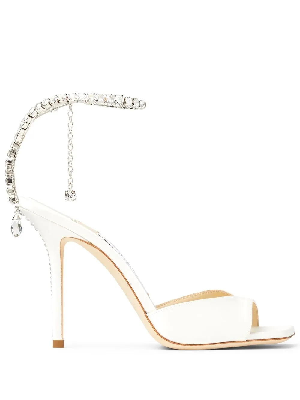 Босоножки Saeda 100 с кристаллами JIMMY CHOO, белый