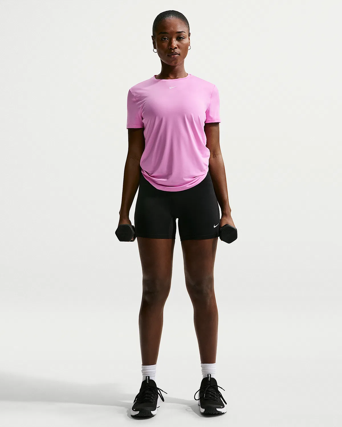 Женский топ Nike One Classic с коротким рукавом Dri-FIT, Light Magenta/White — фото 4