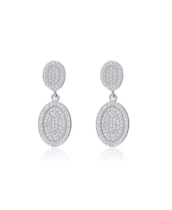 

Овальные серьги-подвески из стерлингового серебра с покрытием из белого золота и прозрачными кубическими цирконами Genevive, white