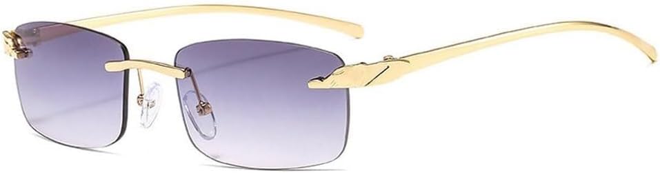 

Винтажные уникальные солнцезащитные очки без оправы с леопардовым принтом, прямоугольные, женские, конфетных цветов, с прозрачными линзами, мужские солнцезащитные очки LXLHWN, Golden Gray Gradient