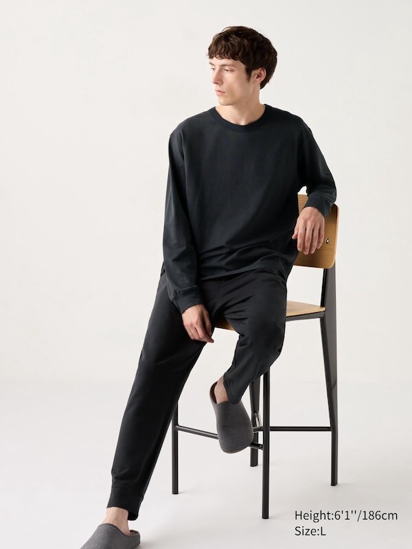 

Ультра эластичный пижамный комплект с круглым вырезом Uniqlo, серый