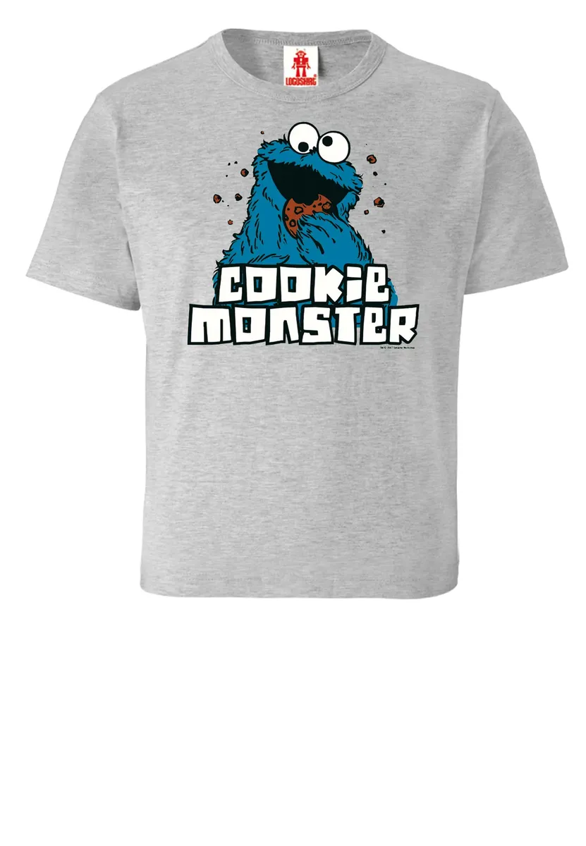 Logoshirt Футболка "Улица Сезам - Cookie Monster" с классным принтом спереди, серый — фото 3