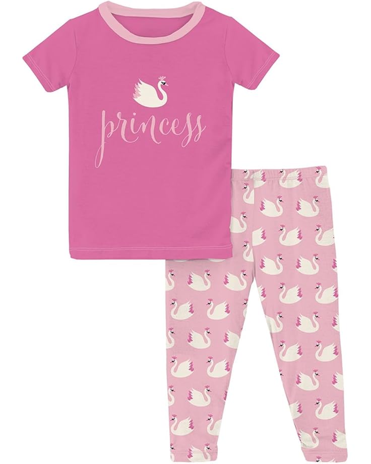 

Пижама Kickee Pants Kids Short Sleeve Graphic Tee Pajama Set, цвет Cake Pop Swan Princess