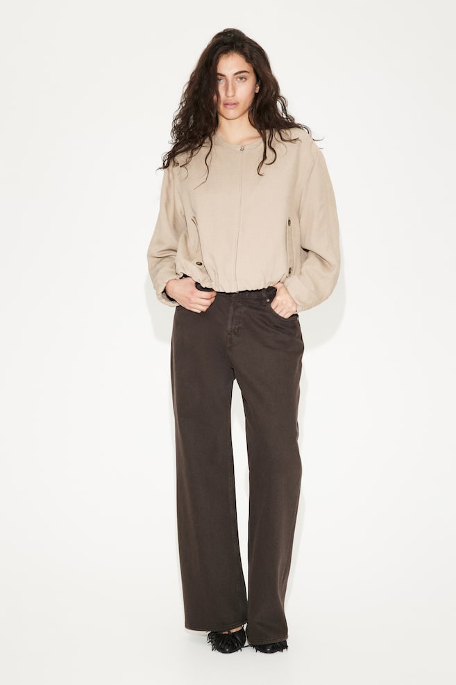 

Пилотная куртка из льняной смеси H&M, бежевый