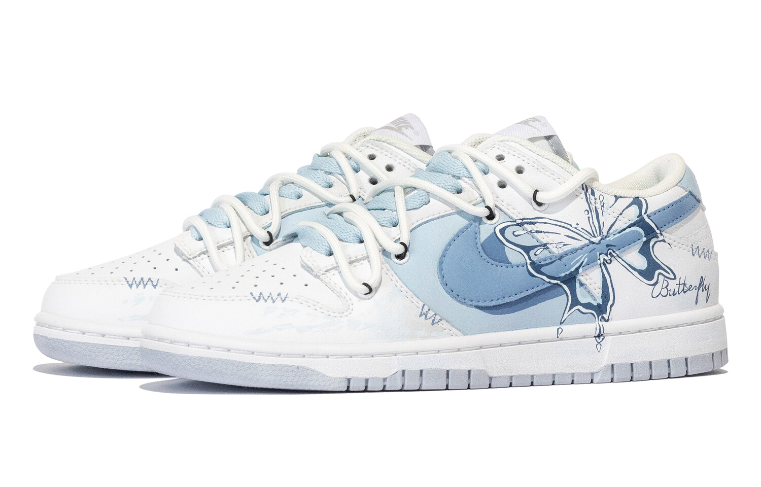 

Кроссовки Nike Dunk Skateboarding Shoes Men Low-top White/blue, цвет Mo on the butterfly flying