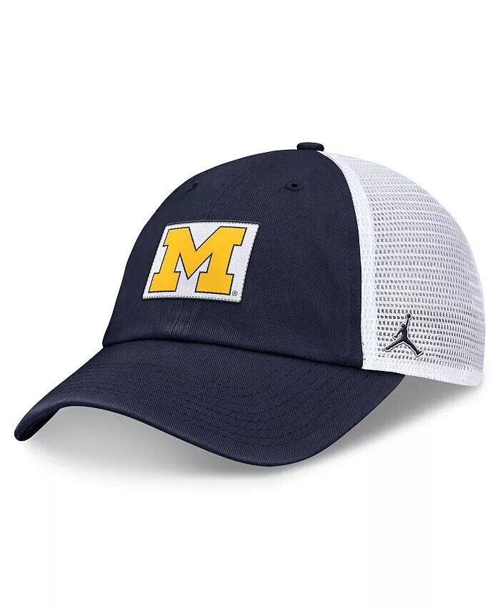 

Мужская регулируемая шляпа темно-синего/белого цвета Michigan Wolverines Primetime Club Trucker Jordan, синий