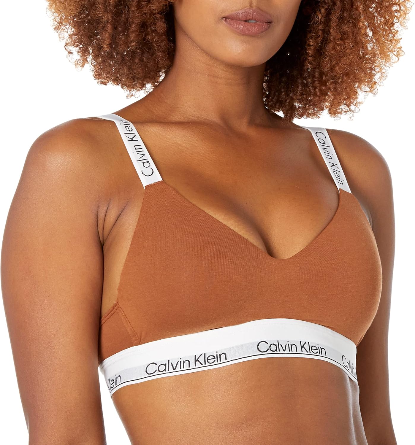 

Calvin Klein, женский современный бюстгальтер-бралетт из натурального хлопка с легкой подкладкой и беспроводной отделкой, Warm Bronze