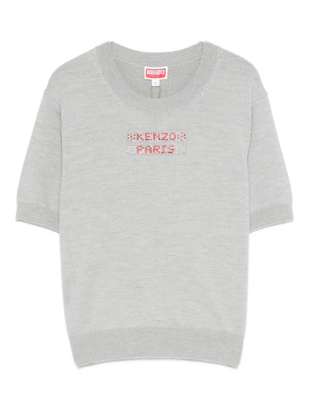 

Блузка с короткими рукавами, украшенная кристаллами KENZO, серый