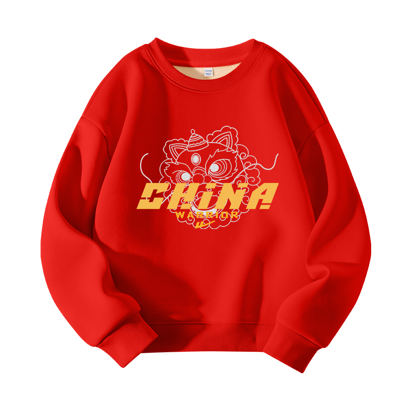 

Детский свитшот с круглым вырезом утепленный WARRIOR, red/h серый base lion head