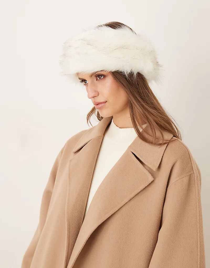 

Повязка на голову из искусственного меха My Accessories белого цвета