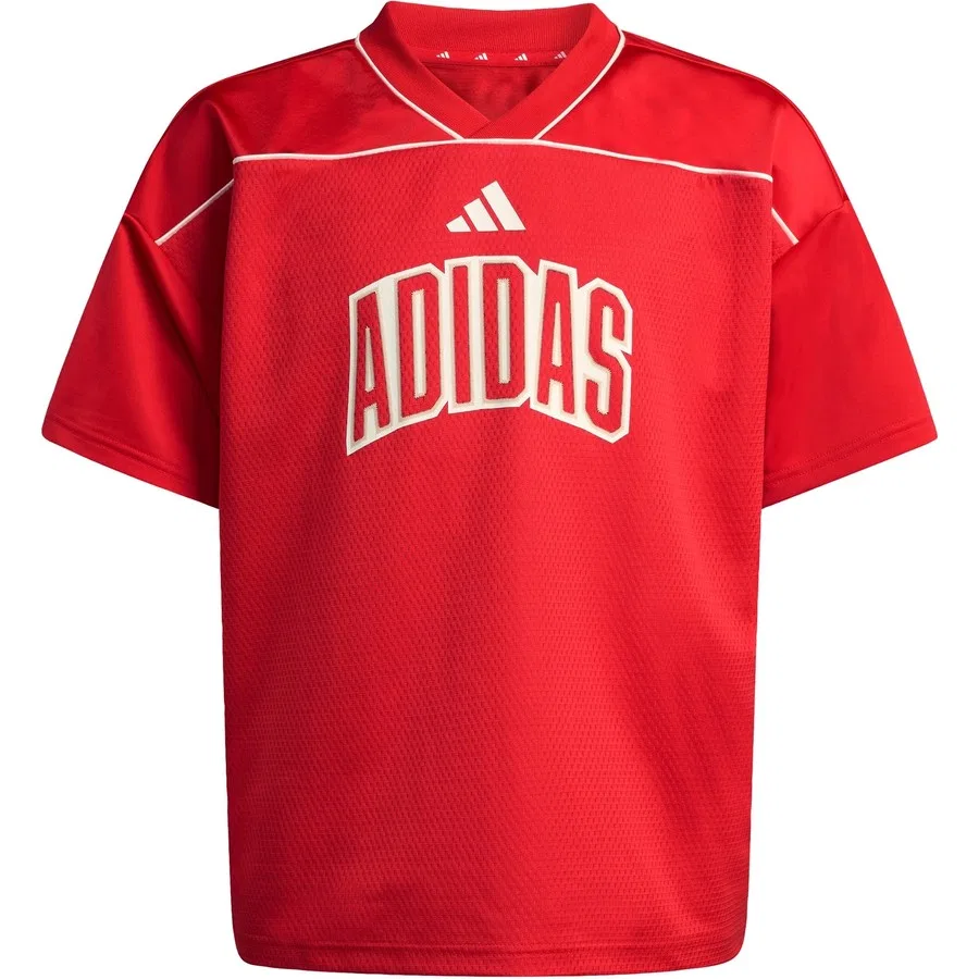 Детская футболка из сетки с длинным рукавом Sportswear Stadium Mesh Basketball Shirt adidas, Красно-белый — фото 3