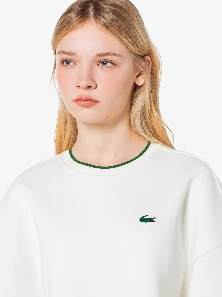 Футболка спортивная LACOSTE женская, с круглым вырезом, полиэстер, белая — фото 2
