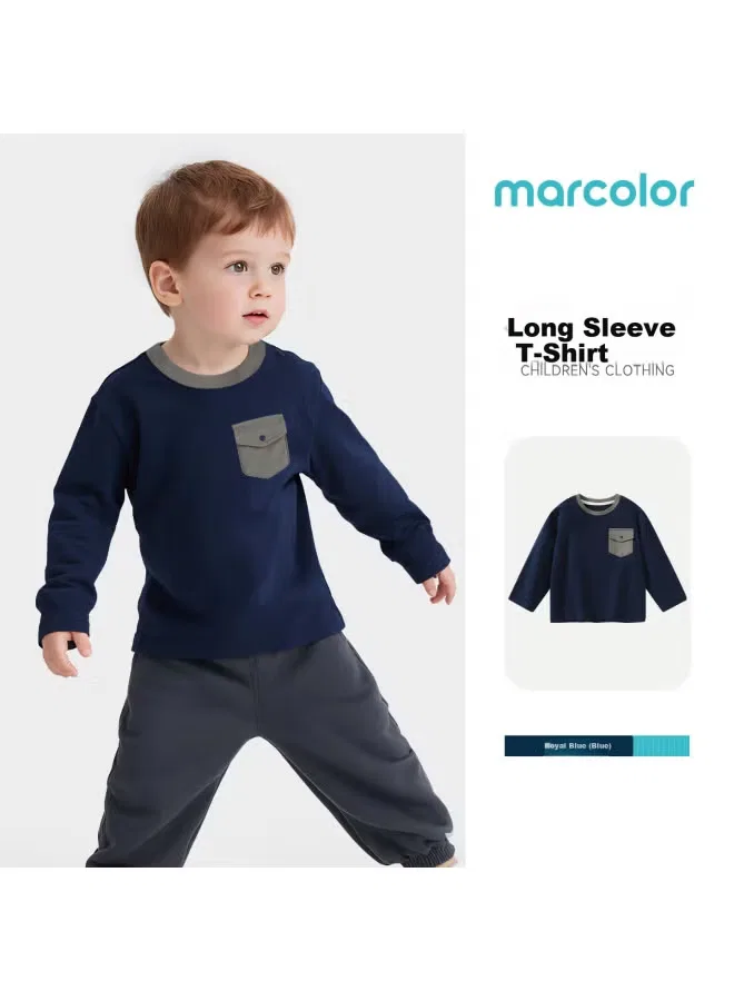 Футболка с длинным рукавом хлопковая Marcolor, королевский синий