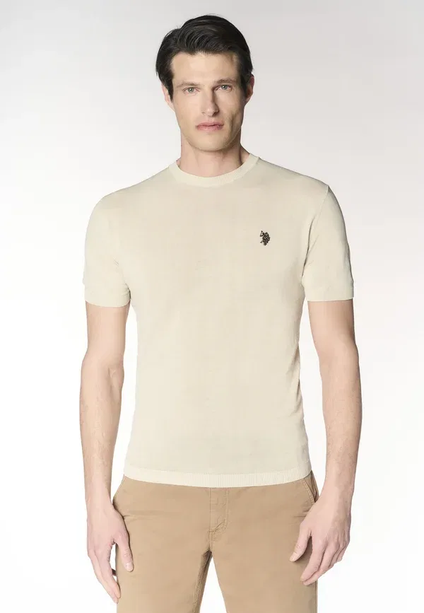 Футболка хлопковая Basic T-shirt U.S. Polo Assn., beige, бежевый