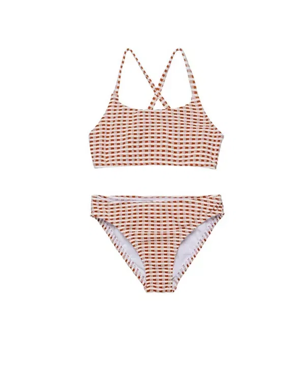 Детский купальник для девочек с перекрестными бретелями Forever Gingham Gottex Kids, коричневый