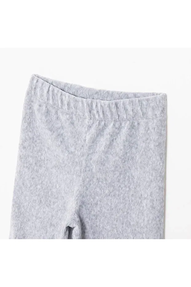 Детские леггинсы для девочек вельветовые с оборкой Hellobaby baby girl velvet leggings with ruffled hem Ebebek Hello Baby, Gray Melange — фото 3