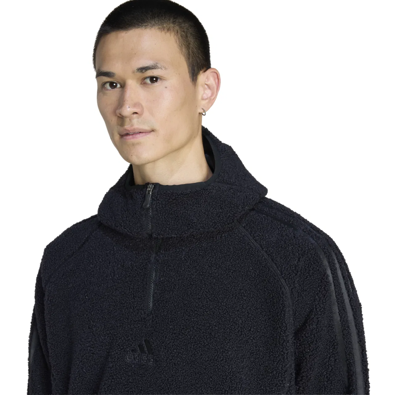 Мужская толстовка с капюшоном Borg Quarter-Zip Adidas, черный — фото 2