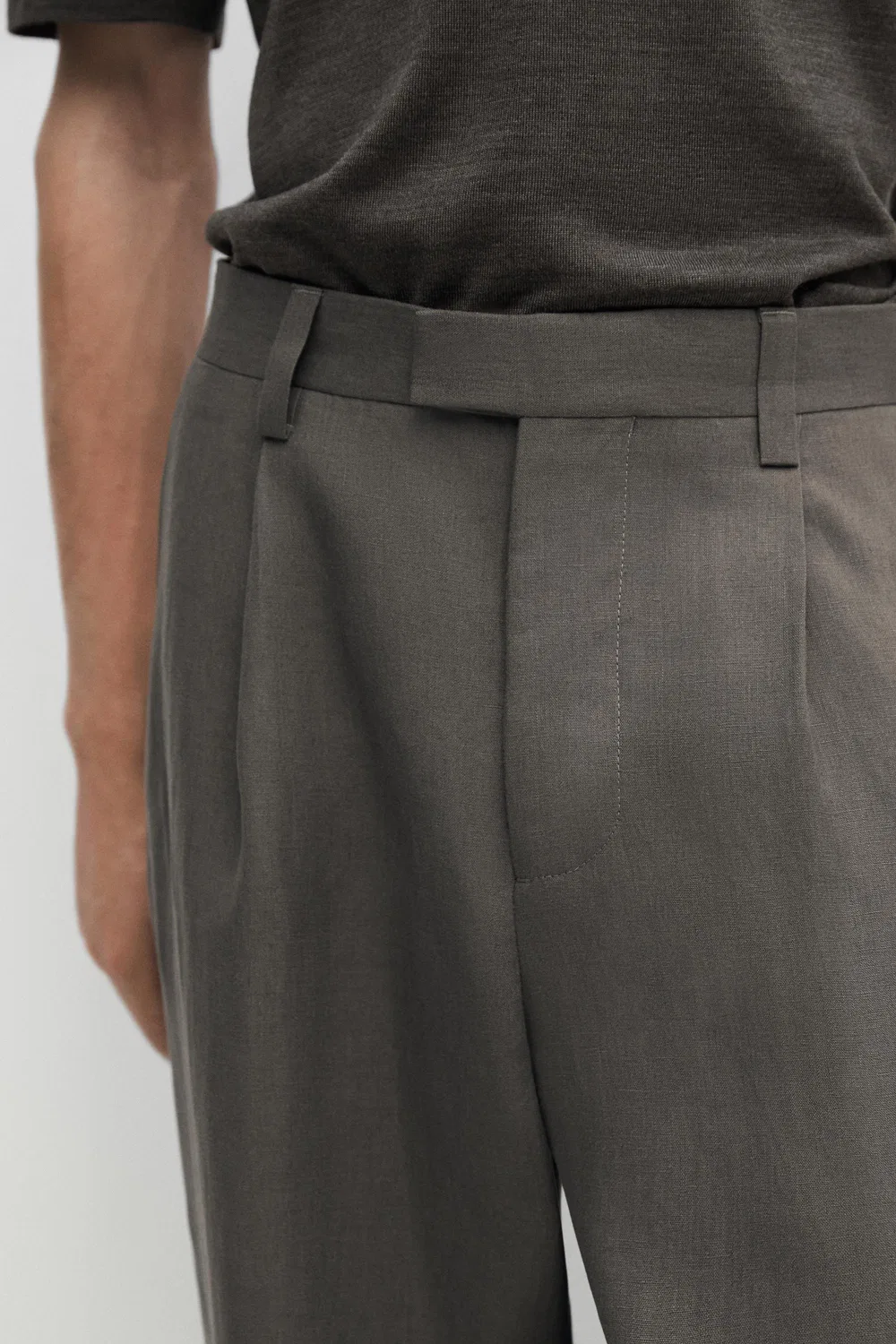 Брюки от льняного костюма Massimo Dutti, темно-зеленый — фото 4